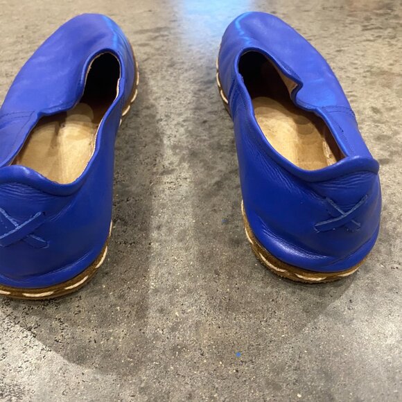 Rafik Handmade Turkish Leather Sabah Slip On Shoes Size 40 (Womens 9.5) Blue - Picture 4 of 6